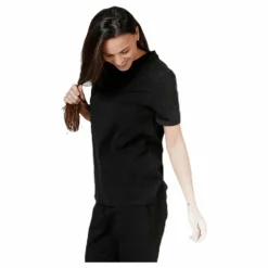 Pieces Ria Ss Fold Up Solid Tee Black Svart Sale