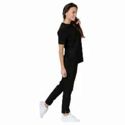 Pieces Ria Ss Fold Up Solid Tee Black Svart Sale