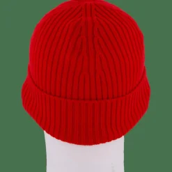 Lacoste Rib Knit Brushed Wool Beanie Red Outlet