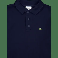 Lacoste Ribbed Cotton Polo Collar Swea Navy Blue New