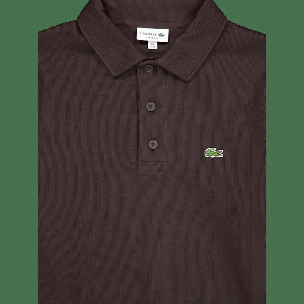 Lacoste Ribbed Cotton Polo Collar Swea Skb Brown Clearance