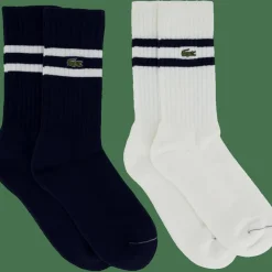 Ribbed Cotton Socks Navy Blue/white Hhw*Lacoste Discount