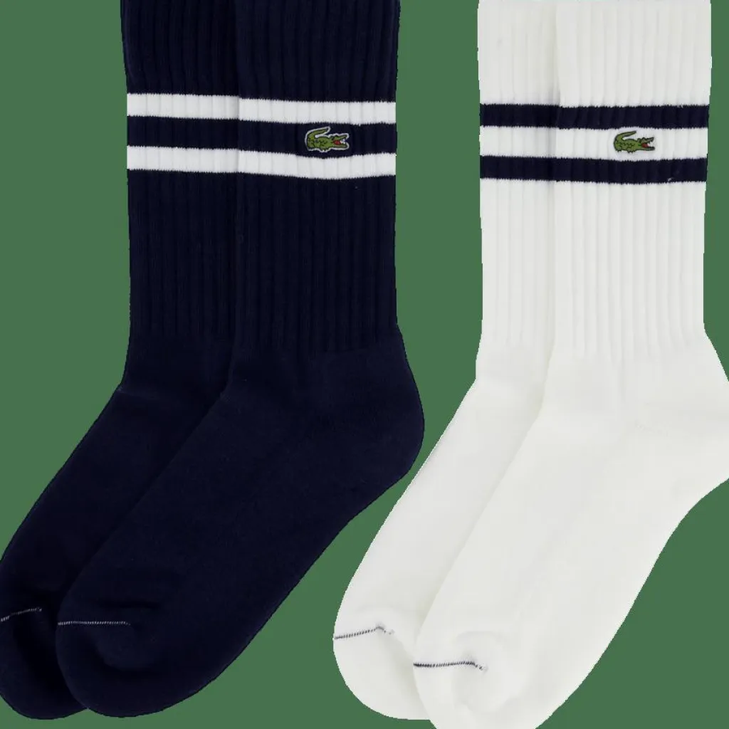 Ribbed Cotton Socks Navy Blue/white Hhw*Lacoste Discount