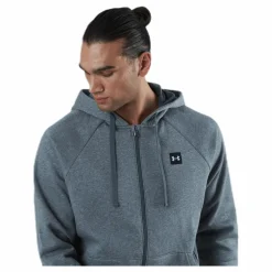 Under Armour Rival Fleece Fz Hoodie Grey Grå New