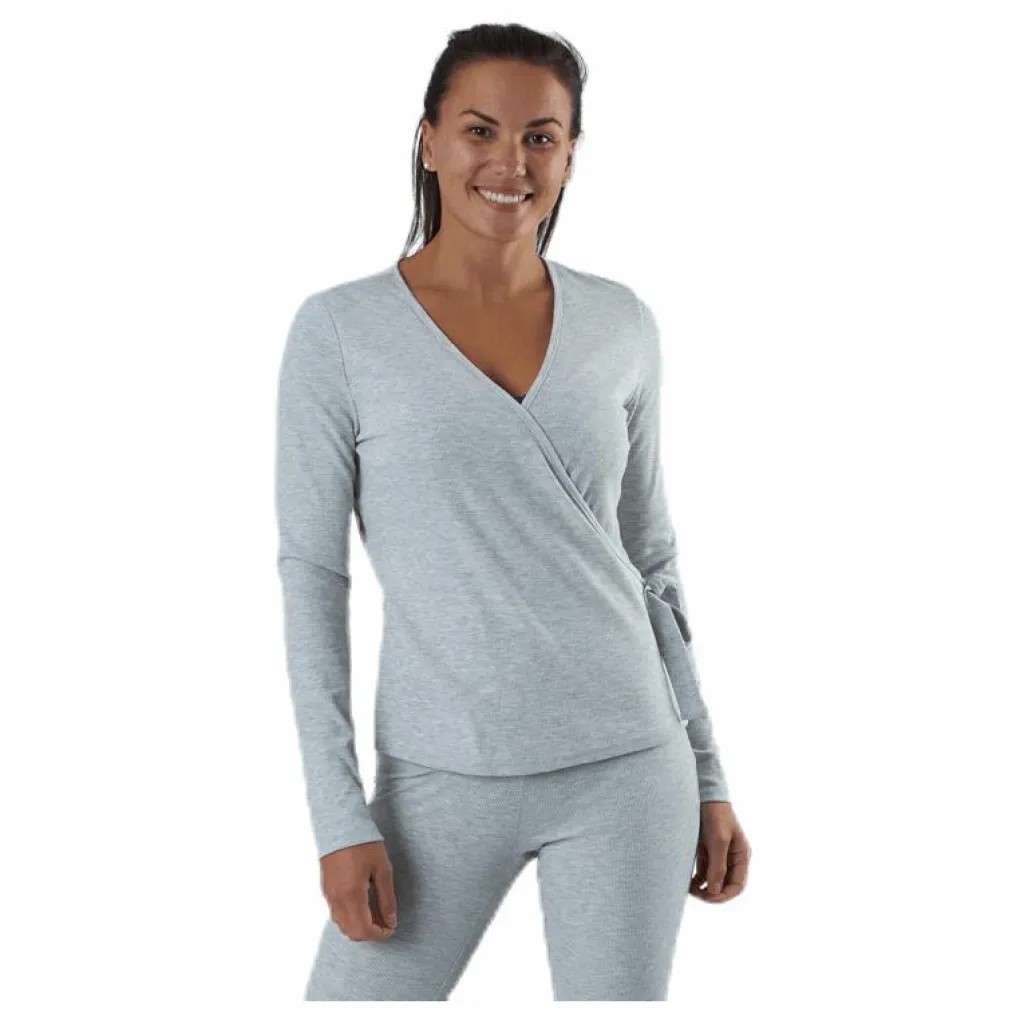Pieces Rosa Wrap Top Lounge Bc Grey Grå Discount