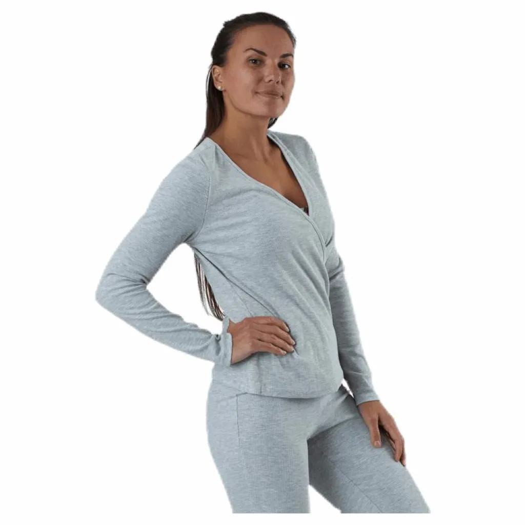 Pieces Rosa Wrap Top Lounge Bc Grey Grå Discount