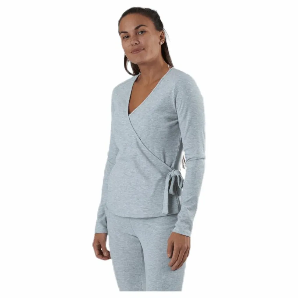 Pieces Rosa Wrap Top Lounge Bc Grey Grå Discount
