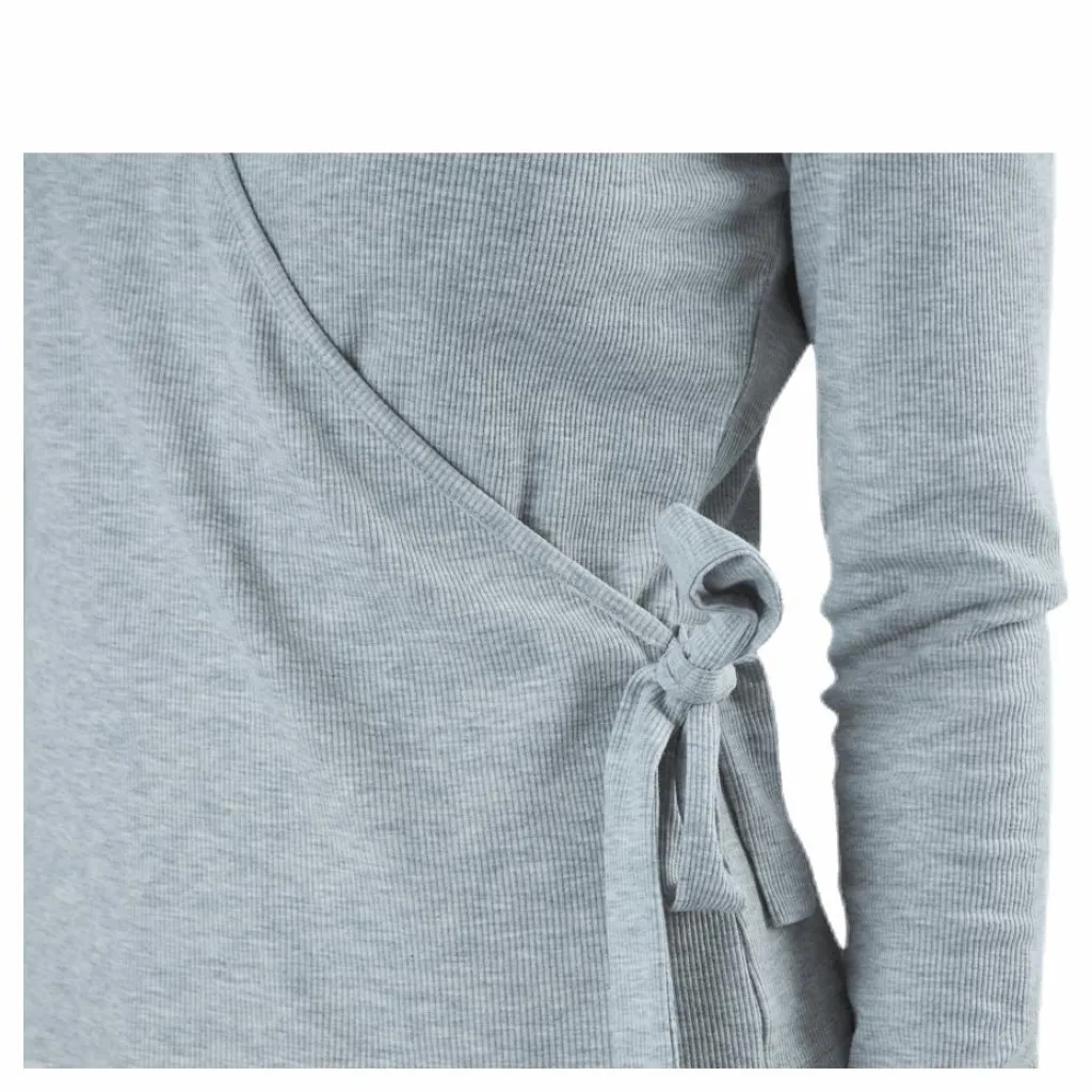 Pieces Rosa Wrap Top Lounge Bc Grey Grå Discount