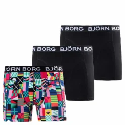 Björn Borg Sammy Geo Flag Shorts 3-pack Green/Black Grön och Svart Clearance