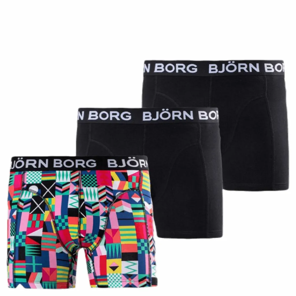 Björn Borg Sammy Geo Flag Shorts 3-pack Green/Black Grön och Svart Clearance