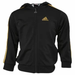 adidas Shiny Hooded Jogger Set Infant Black/Gold Svart Clearance