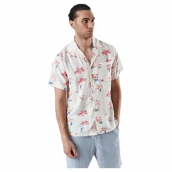 Dedicated Shirt Short Sleeve Marstrand Monkey Trees White Vit Online