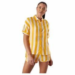 Dedicated Shirt Short Sleeve Nibe Big Stripes Yellow Gul