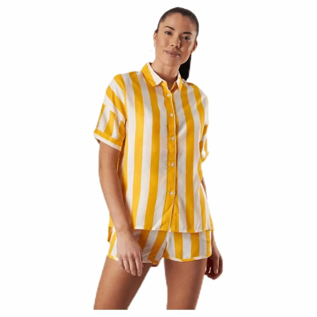 Dedicated Shirt Short Sleeve Nibe Big Stripes Yellow Gul