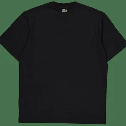 Lacoste Signature Print Cotton T-shirt Black Discount