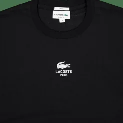 Lacoste Signature Print Cotton T-shirt Black Discount