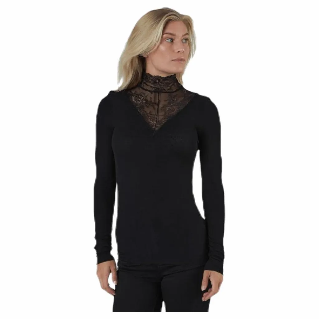Siri Ls T-Neck Top Black*Pieces Discount