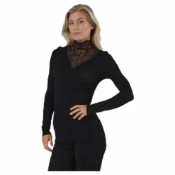 Siri Ls T-Neck Top Black*Pieces Discount