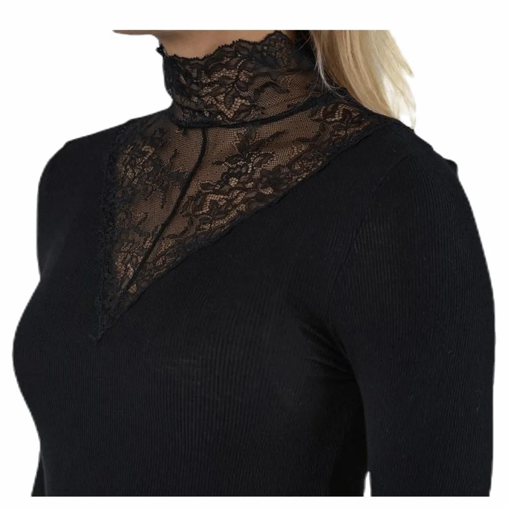 Siri Ls T-Neck Top Black*Pieces Discount