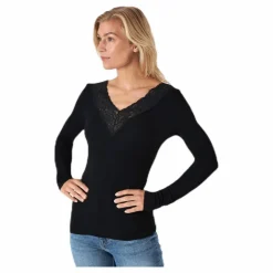Pieces Siri Ls Top Black Svart Hot