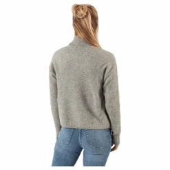 Skyla Ls Roll Neck Wool Knit Grey*Pieces Outlet