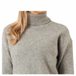 Skyla Ls Roll Neck Wool Knit Grey*Pieces Outlet