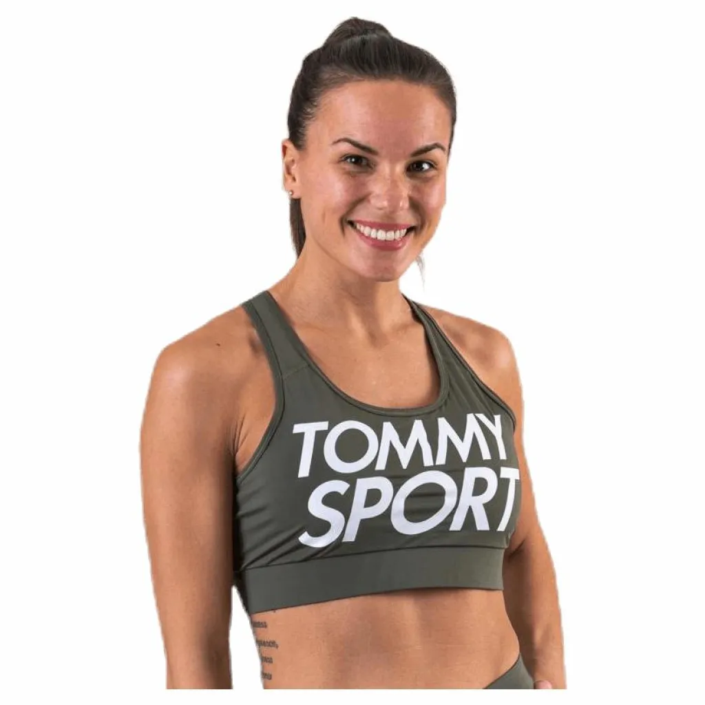 Tommy Hilfiger Sport Sports Bra Logo Mid Green Grön Hot