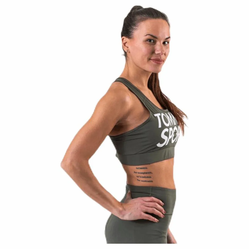 Tommy Hilfiger Sport Sports Bra Logo Mid Green Grön Hot