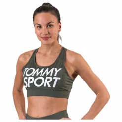 Tommy Hilfiger Sport Sports Bra Logo Mid Green Grön Hot