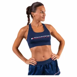 Tommy Hilfiger Sport Sports Bra Medium Tri Logo Blue Blå Discount