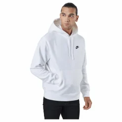 Nike Sportswear Club Fleece Pullover Hoodie WHITE/WHITE/BLACK Vit New