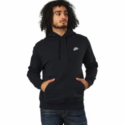 Nike Sportswear Club Fleece Pullover Hoodie BLACK/BLACK/WHITE Svart Online