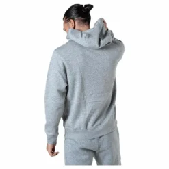 Sportswear Club Fleece Pullover Hoodie DK GREY HEATHER/MATTE SILVER/WHITE*Nike