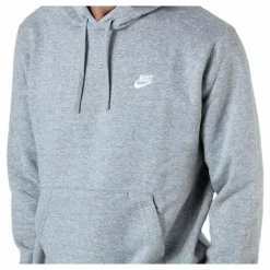 Sportswear Club Fleece Pullover Hoodie DK GREY HEATHER/MATTE SILVER/WHITE*Nike