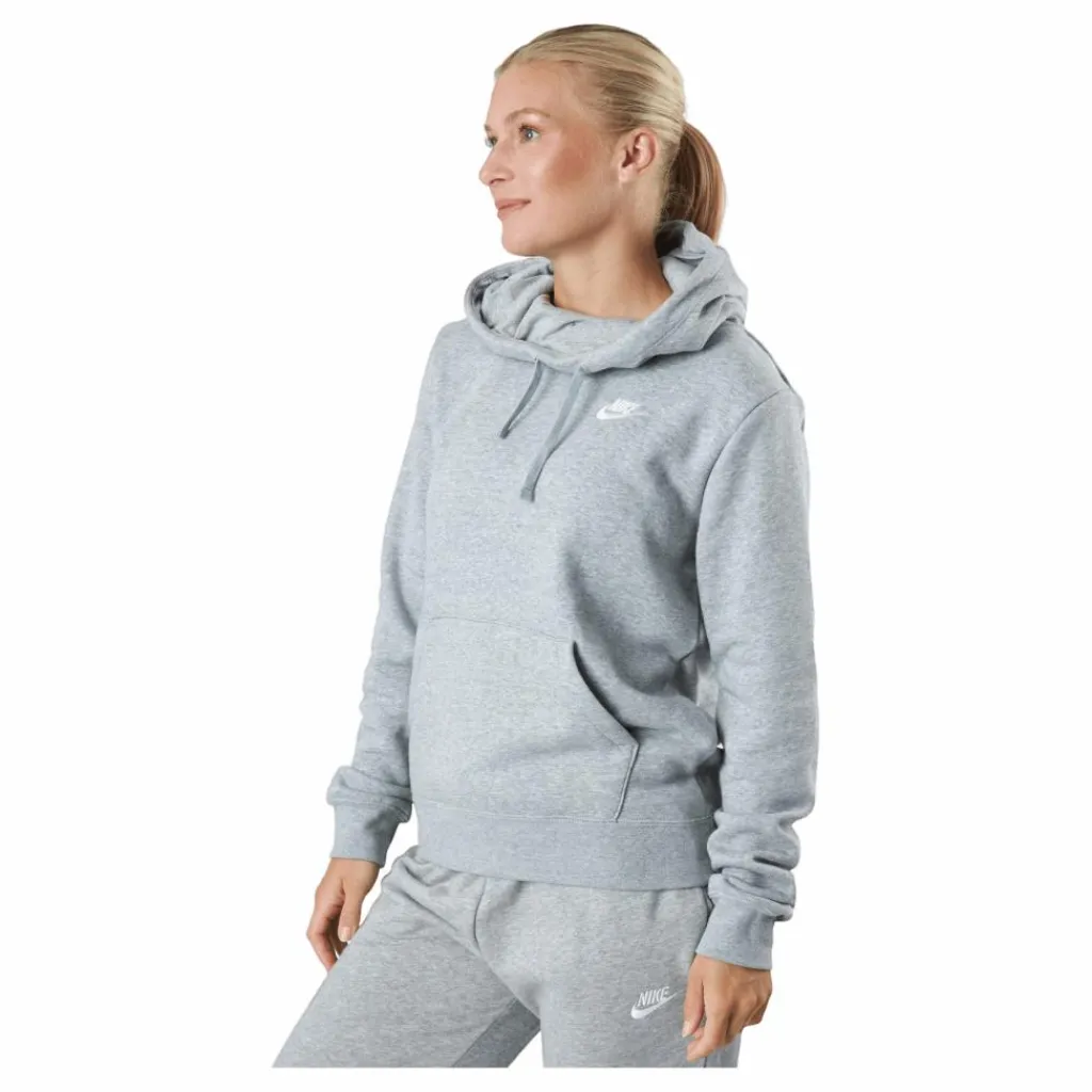 Sportswear Club Fleece Women's Funnel Hoodie DK GREY HEATHER/WHITE*Nike Clearance