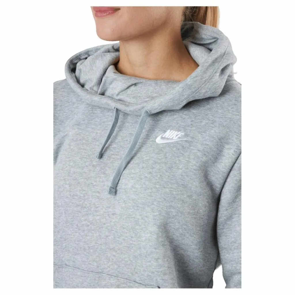 Sportswear Club Fleece Women's Funnel Hoodie DK GREY HEATHER/WHITE*Nike Clearance