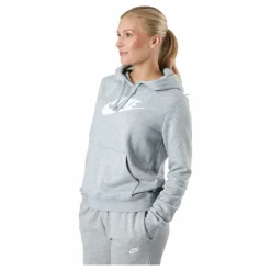 Sportswear Club Fleece Women's Logo Pullover Hoodie DK GREY HEATHER/WHITE*Nike Outlet