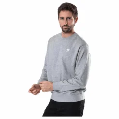 Nike Sportswear Club Men's French Terry Crew DK GREY HEATHER/WHITE Grå Hot