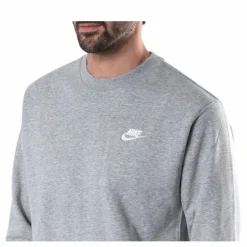Nike Sportswear Club Men's French Terry Crew DK GREY HEATHER/WHITE Grå Hot