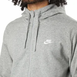 Nike Sportswear Club Men's Full-Zip Hoodie DK GREY HEATHER/MATTE SILVER/WHITE Grå Online