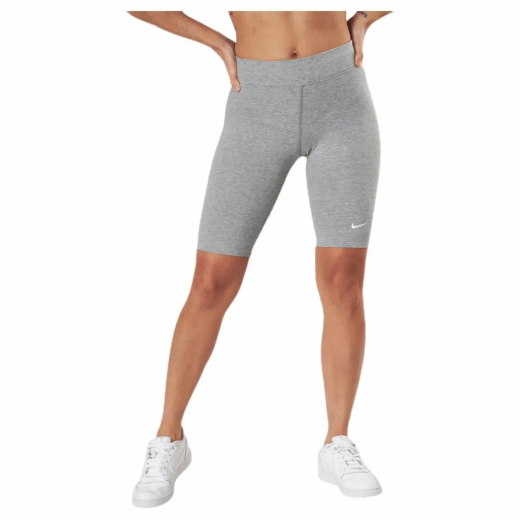 Nike Sportswear Essential Women's Mid-Rise Bike Shorts DK GREY HEATHER/WHITE Grå Hot