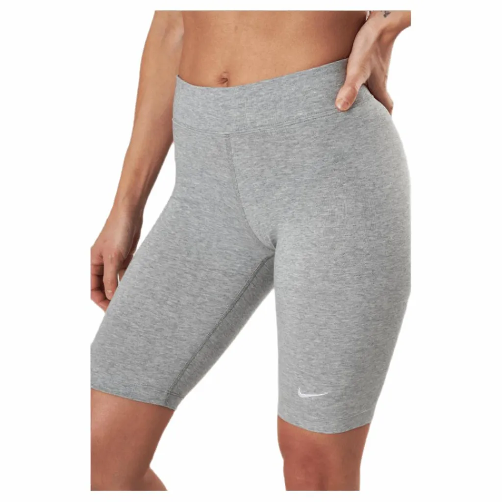 Nike Sportswear Essential Women's Mid-Rise Bike Shorts DK GREY HEATHER/WHITE Grå Hot