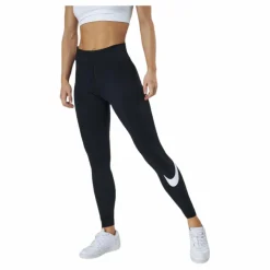 Sportswear Essential Women's Mid-Rise Swoosh Leggings BLACK/WHITE*Nike Sale