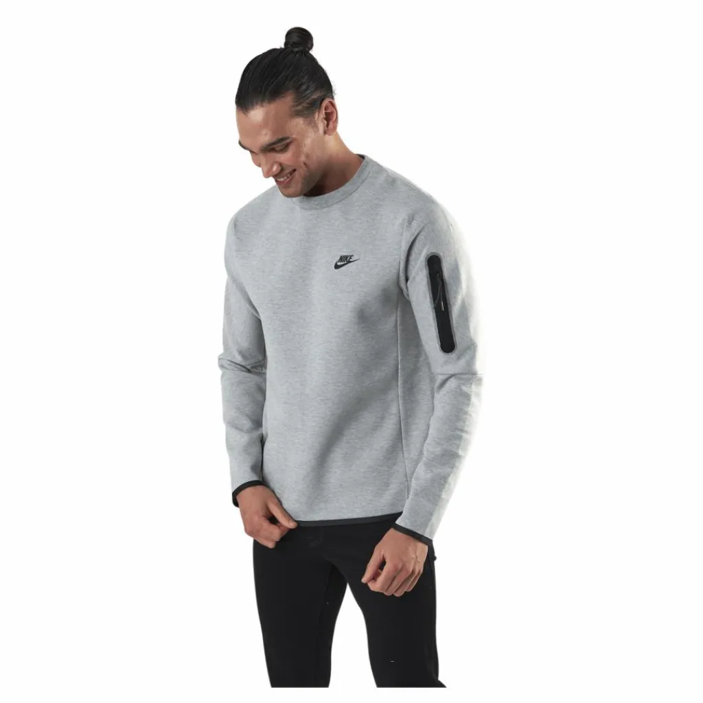 Nike Sportswear Tech Fleece Men's Crew Sweatshirt DK GREY HEATHER/BLACK Grå Outlet