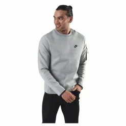 Nike Sportswear Tech Fleece Men's Crew Sweatshirt DK GREY HEATHER/BLACK Grå Outlet