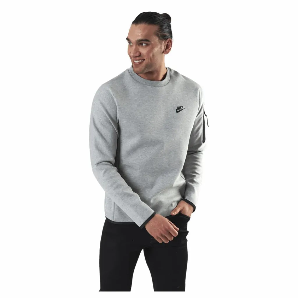 Nike Sportswear Tech Fleece Men's Crew Sweatshirt DK GREY HEATHER/BLACK Grå Outlet