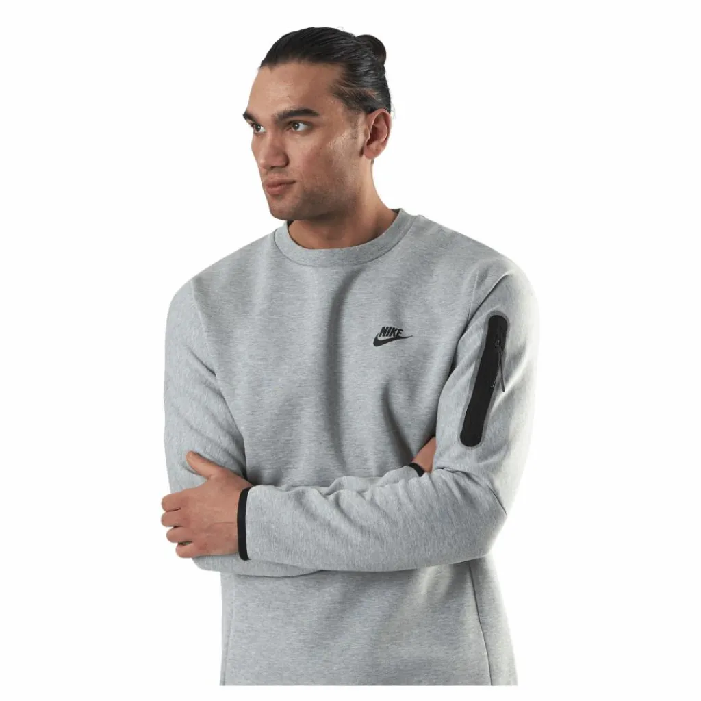 Nike Sportswear Tech Fleece Men's Crew Sweatshirt DK GREY HEATHER/BLACK Grå Outlet