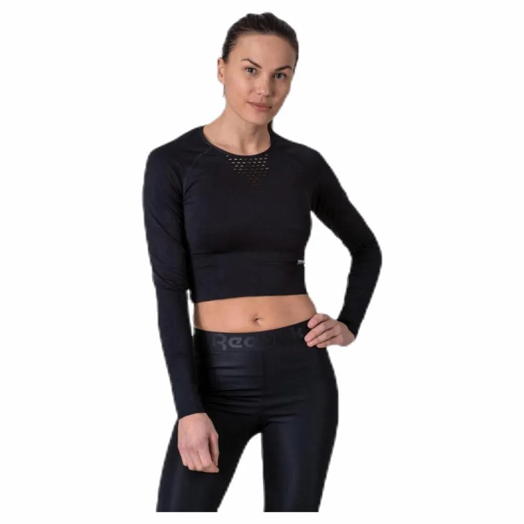 Superdry Studio Seamless Long Sleeve Black Svart Best