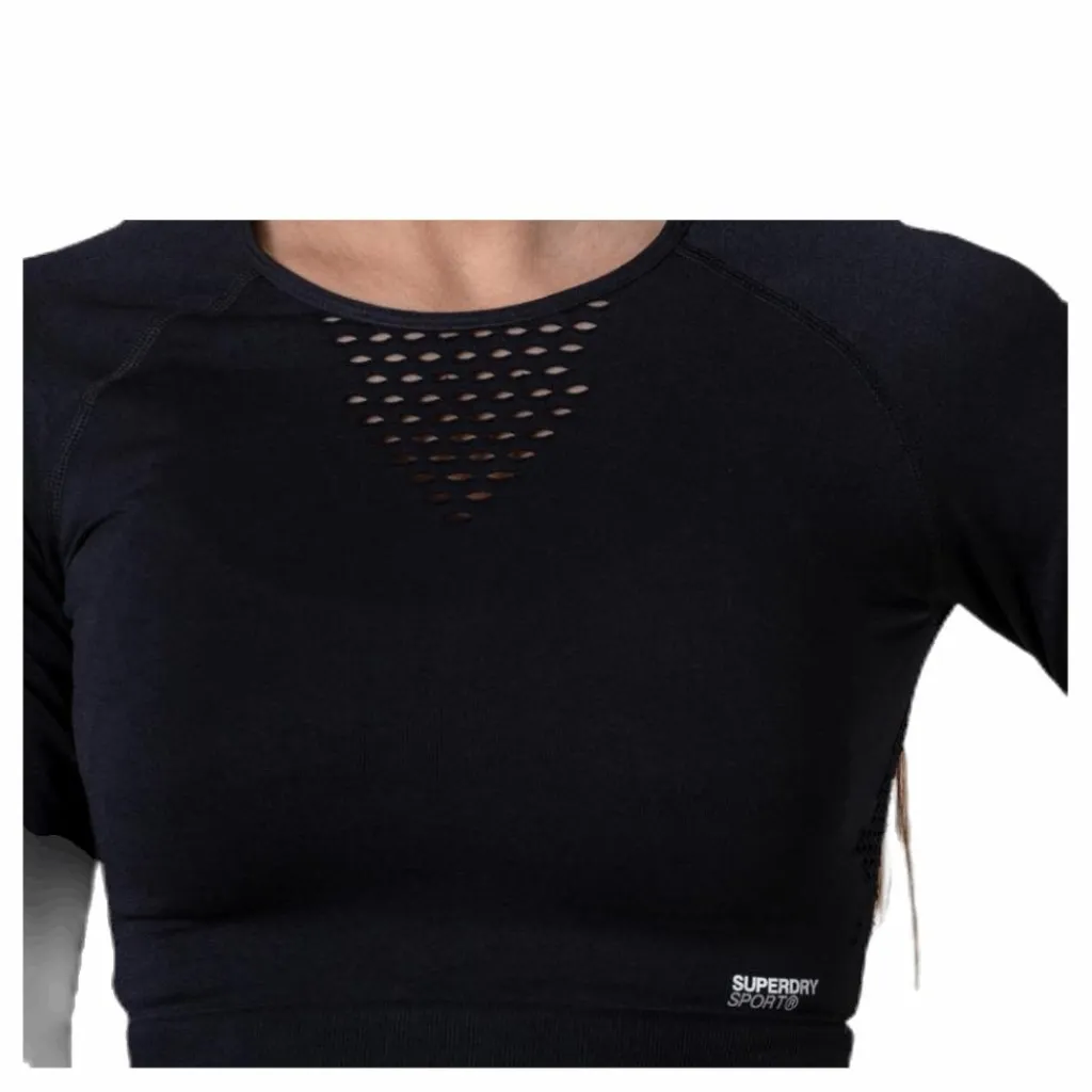 Superdry Studio Seamless Long Sleeve Black Svart Best