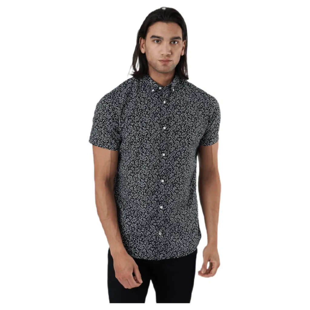 Jack & Jones Summer Print Shirt S/s Svart Grå Sale
